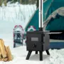 Wood Stove, 218.4 cm, Alloy Steel Camping Tent Stove, Portable Wood Burning Stove with Chimney Pipes & Gloves, 22941.9 cm³ Fireb