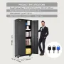 Metal Storage Cabinet with Wheels, 190.5 cm Locking Cabinet with 4 Adjustable Shelves & 2 Magnetic Doors, 90.7 kg Capacity per S