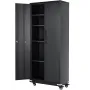 Metal Storage Cabinet with Wheels, 190.5 cm Locking Cabinet with 4 Adjustable Shelves & 2 Magnetic Doors, 90.7 kg Capacity per S