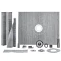 Shower Curb Kit, 1219x1524mm Shower Pan Kit with 50.8mm ABS Central Flange, Waterproof Membrane, Stainless Steel Grate, Shower P