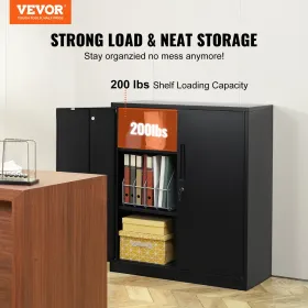 Metal Storage Cabinet with 2 Magnetic Doors and 4 Adjustable Shelves, 200 lbs Capacity per Shelf, Locking Steel Storage