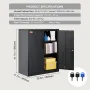 Metal Storage Cabinet with 2 Magnetic Doors and 4 Adjustable Shelves, 200 lbs Capacity per Shelf, Locking Steel Storage Cabinet,