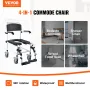 Shower Commode Wheelchair with 4 Lockable Wheels, Footrests, Flip-up Arms, 3-Level Adjustable Height, 5L Removable Bucket, 350 L