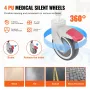 Shower Commode Wheelchair with 4 Lockable Wheels, Footrests, Flip-up Arms, 3-Level Adjustable Height, 5L Removable Bucket, 350 L