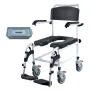 Shower Commode Wheelchair with 4 Lockable Wheels, Footrests, Flip-up Arms, 3-Level Adjustable Height, 5L Removable Bucket, 350 L