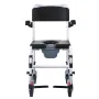 Shower Commode Wheelchair with 4 Lockable Wheels, Footrests, Flip-up Arms, 3-Level Adjustable Height, 5L Removable Bucket, 350 L
