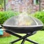 Fire Pit Spark Screen Round 36", Reinforced Heavy Duty Steel Metal Cover, Outdoor Firepit Lid, Easy-Opening Top Screen Covers Ro