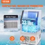 Commercial Ice Maker, 100lbs/24H, Ice Maker Machine, 55 Ice Cubes in 12-15 Minutes, Freestanding Cabinet Ice Maker with 33lbs St