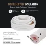 15240mm Mini Split Line Set, 6.4 & 9.5mm O.D Copper Pipes Tubing and Triple-Layer Insulation, for Mini Split Air Conditioning Re