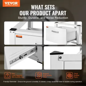 Vaskeri piedestal 686mmw x 366mmh, vaskemaskine og tørretumbler basisstativ platform universal pasform 299 kg kapacitet, tung