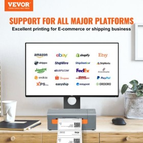 Thermal Label Printer, 203DPI 60pcs/min for 4x6 Mailing Packages, USB Connection & Automatic Label Recognition, Support