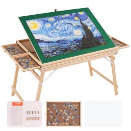 1500 Piece Puzzle Table with Folding Legs, 4 Drawers and Cover, 32.7"x24.6" Wooden Jigsaw Puzzle Plateau, Adjustable
