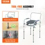 Commode Chair, Bedside Commode with Wider Toilet Seat, 7-Level Adjustable Height, 5.8L Removable Bucket, Easy to Assemble, 350 L