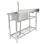 Stainless Steel Utility Sink, Free Standing Single Bowl Commercial Kitchen Sink Set w/Workbench, 100.1 x 48.5 x 95 cm Commercial