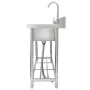 Stainless Steel Utility Sink, Free Standing Single Bowl Commercial Kitchen Sink Set w/Workbench, 100.1 x 48.5 x 95 cm Commercial