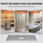 Shower Curb Kit, 1524x965mm Shower Pan Kit with 160mm Central Drain, Lightweight EPS Shower Installation Kits with 2 Waterproof 