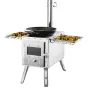 Wood Stove, 218.44 cm, Stainless Steel Camping Tent Stove, Portable Wood Burning Stove with Chimney Pipes & Gloves, 49161.3 cm³