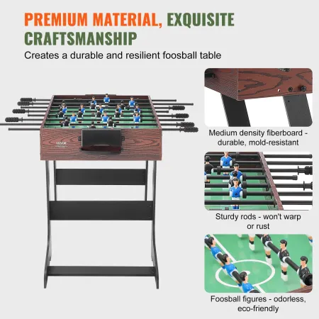 Folding Foosball Table, 42 inch Standard Size Foosball Table, Indoor Full Size Foosball Table for Home, Family, and Game Room, S