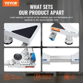 Mini Køleskab Stand Universal Laundry Pedestal, Justerbar køleskab Stand med glat hjul, vaskemaskine