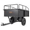 Heavy Duty ATV Trailer Steel Dump Cart, 750-Pound 15 Cubic Feet, Garden Utility Trailer with Removable Sides for Riding Lawn