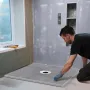 Shower Curb Kit, 914x914mm Shower Pan Kit with 160mm Central Drain, Lightweight EPS Shower Installation Kits with 2 Waterproof C
