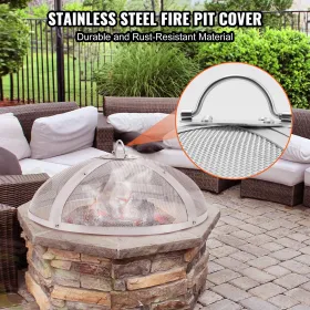 Fire Pit Spark Screen Round 20", Reinforced Heavy Duty Steel Metal Cover, Outdoor Firepit Lid, Easy-Opening Top Screen Covers