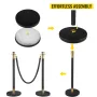 Crowd Control Stanchion, Set of 6 Pieces Stanchion Set, Stanchion Set with 5 ft/1.5 m Black Velvet Rope, Black Crowd Control Bar