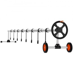 Pool Cover Reel, Aluminum Solar Cover Reel 22 ft, Inground Swimming Pool Cover Reel Set with Rubber Wheels and Sandbags, Fits