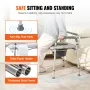 Commode Chair, Bedside Commode with Padded Seat and Arms, 7-Level Adjustable Height, 5.8L Removable Bucket, Easy to Assemble, 35