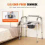 Commode Chair, Bedside Commode with Padded Seat and Arms, 7-Level Adjustable Height, 5.8L Removable Bucket, Easy to Assemble, 35