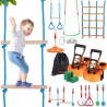 2x50 ft Ninja Warrior Obstacle Course Kids Udendørs Slackline 12 Hindringer