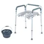 Commode Chair, Bedside Commode with Padded Seat and Arms, 7-Level Adjustable Height, 5.8L Removable Bucket, Easy to Assemble, 35