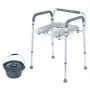 Commode Chair, Bedside Commode with Padded Seat and Arms, 7-Level Adjustable Height, 5.8L Removable Bucket, Easy to Assemble, 35