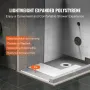 Shower Curb Kit, 1524x965mm Shower Pan Kit with 160mm Offset Drain, Lightweight EPS Shower Installation Kits with 2 Waterproof C