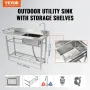 Rustfrit stål Utility Sink, 1 Rum fritstående lille vask