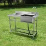 Stainless Steel Utility Sink, 1 Compartment Free Standing Small Sink w/Workbench Faucet & legs, 47.2 x 19.7 x 37.4 in