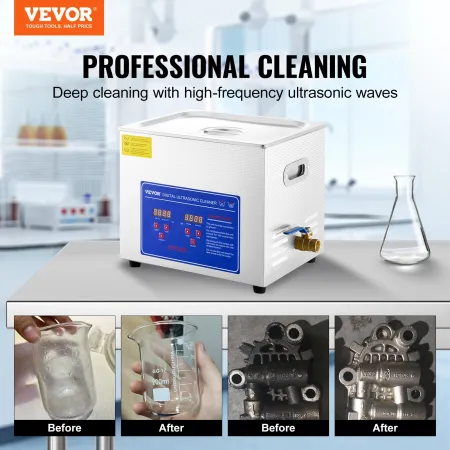 Professional Ultrasonic Cleaner, 10 L Ultrasonic Jewelry Cleaner with Digital Timer & Heater, Stainless Steel Industrial Sonic C