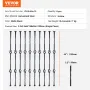 Staircase Metal Balusters, 44'' x 1/2" Galvanized Steel Decorative Banister Spindles, 10 Pack Deck Baluster with Hollow Double B