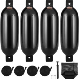 Boat Fenders Inflatable Ribbed Boat Bumpers for Docking 6.5" x 23" Black