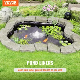 Pond Liner, 10 x 13 ft 20 Mil Thickness, Pliable LLDPE Material Pond Skins, Easy Cutting Underlayment for Fish or Koi Ponds,