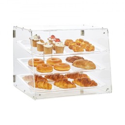 Pastry Display Case, 3-Tier Commercial Countertop Bakery Display Case, Acrylic Display Box with Rear Door Access & Removable