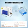 Professional Ultrasonic Cleaner, 10 L Ultrasonic Jewelry Cleaner with Digital Timer & Heater, Stainless Steel Industrial Sonic C