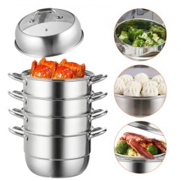 Dumpling Steamer Stainless Steel 5 Titer Stainless Steel Steamer Work For Cooking 30cm/11.8inch Food Steamer Pot with Gas