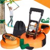 Slackline Kit med træningslinje, 60 ft baghaven Slack Line Equipment, Easy Setup Tight Rope For Kids Adults, Complete