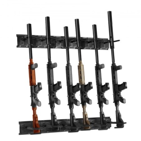 Gun Rack, Indoor Gun Rack Wall Mount, 6-Slot Vertical Rifle Shotgun Gun Rack, 180 lb Heavy Duty Metal Wall Gun Rack Display