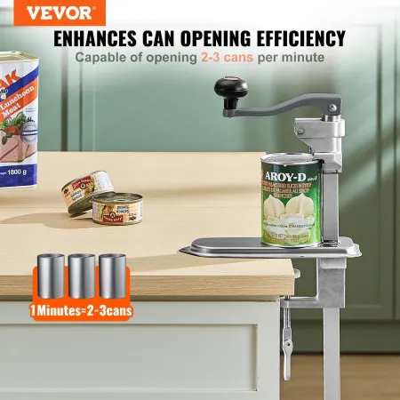 Manual Can Opener, Commercial Table Clamp Opener for Large Cans, Heavy Duty Can Opener with Base, Adjustable Height Industrial J