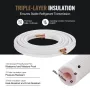 7620mm Mini Split Line Set, 6.4 & 12.7mm O.D Copper Pipes Tubing and Triple-Layer Insulation, for Mini Split Air Conditioning Re