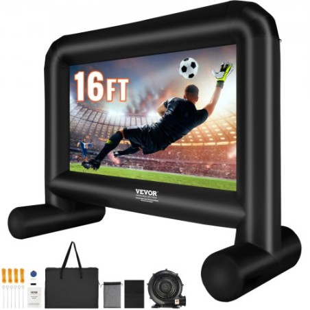 Inflatable Movie Screen, 16 FT Inflatable Projector Screen for Outside with Blower and Carrying Bag, Front/Rear Projection,