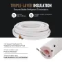 15240mm Mini Split Line Set, 9.5 & 15.9mm O.D Copper Pipes Tubing and Triple-Layer Insulation, for Mini Split Air Conditioning R