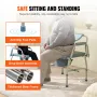 Commode Chair, Bedside Commode with Drop-Down Arms and Detachable Backrest, 5-Level Adjustable Height, 7L Removable Bucket, Easy
